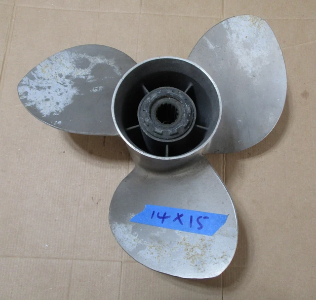 Mercury or Yamaha 150 175 200 225 hp propeller 14  x 15 P Stainless Steel