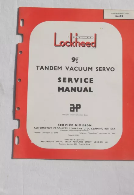 Lockheed Tandem Vacuum Servo Service Austin Morris Leyland Foden Dennis Bedford