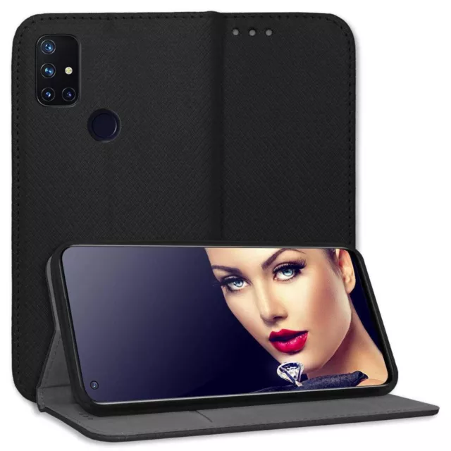 Coque Housse Etui à clapet pour OnePlus Nord N10 5G noir Bookstyle Flip Pochette