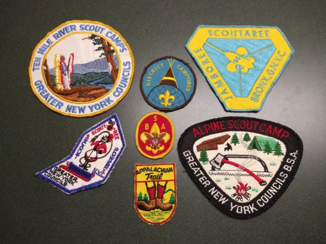 Lot of 7 Boy Scout Jacket patches New York ten mile river Jamboree BSA LOOK