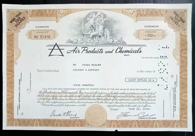 AOP USA 1976-77 Air Products & Chemicals shares certificates (3)