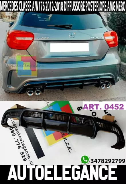 Mercedes Classe A W176 Diffusore Sotto Paraurti Posteriore Abs Nero Lucido Amg