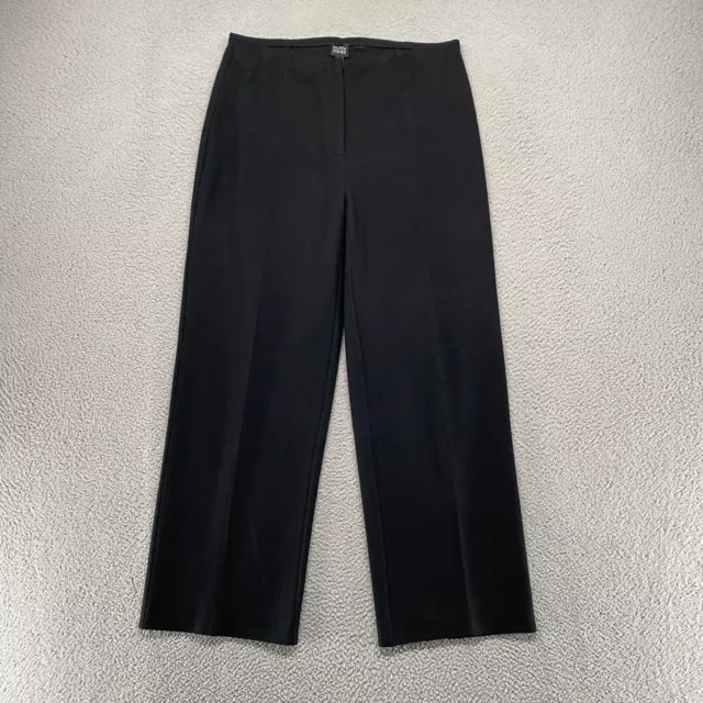 Eileen Fisher Pants Womens Medium 100% Wool Black Wide Leg Trousers Relaxed