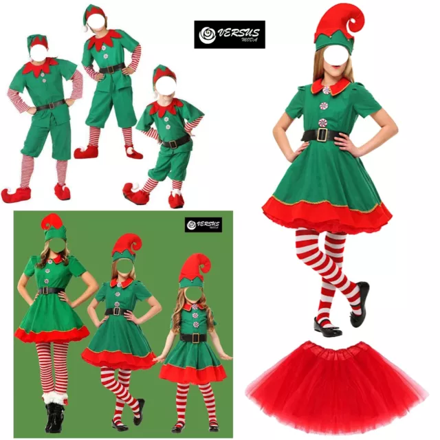 Vestito Costume Elfo Elfa Babbo Natale Bambini Adulti Cosplay Elf Suit ELF009 10