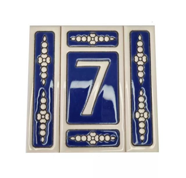 Atalaya M-3 Hand-Painted Number Tiles & Metal Filigree Frames: 11 x 5.5 cm