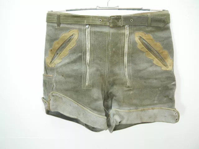 Fri-Klu Doppelzip kurze Pfadfinder DDR Lederhose Eichenlaub stark speckig Gr.48