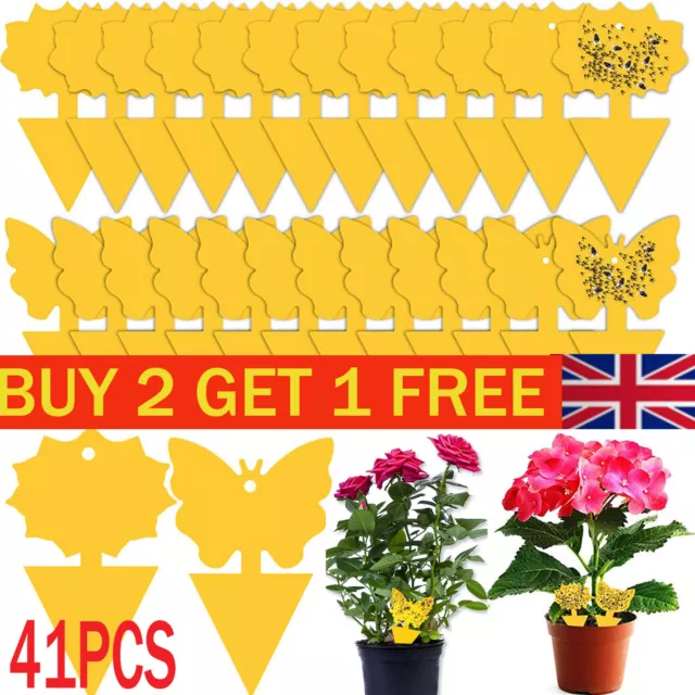 41Pcs Yellow Sticky Fly Trap Paper Traps Fruit Flies Insect Aphids Glue Catcher