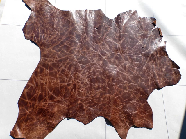 Piel de Cabra Cuero Marrón Café De Colección Envejecido Antiguo Acabado Semi Brillo