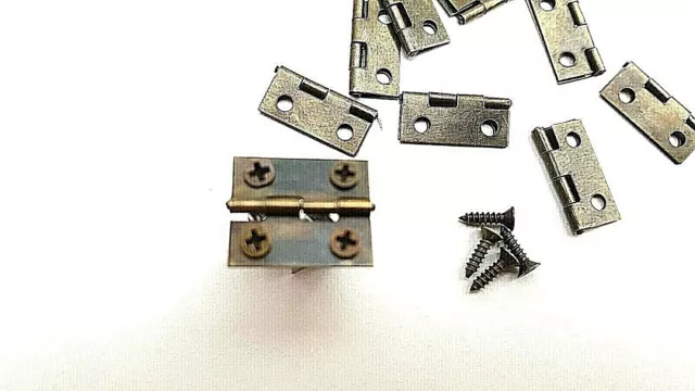 Hinges With Screws Bronze 17mm x 15mm Jewellery Box Dolls House Hinge