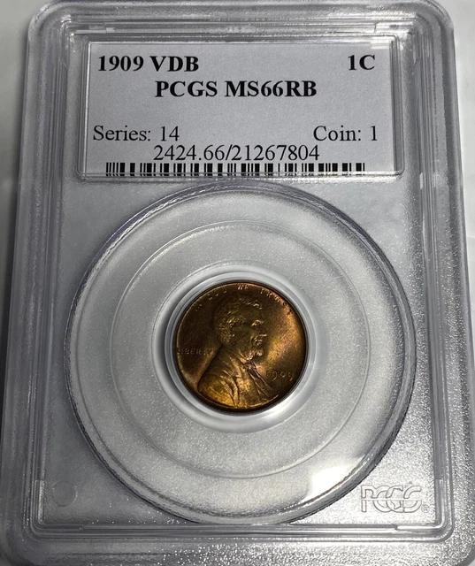 1909 VDB 1c Lincoln Wheat Cent PCGS MS66 RB #3766