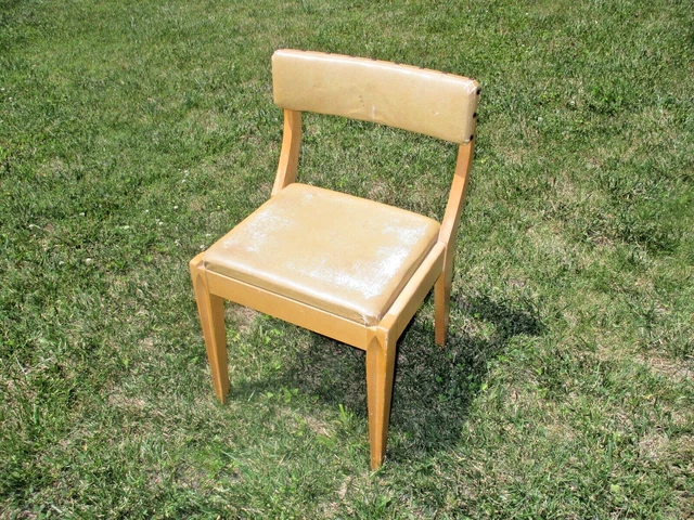 Singer Sewing Machine Mid Century Cabinet Curved Back Chair - Blonde Finish