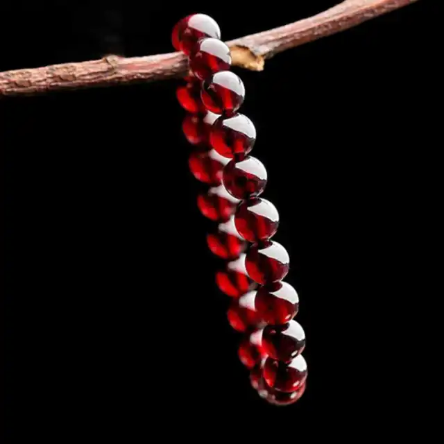 Bracelet chanceux 4 mm perles de grenat naturel brassard yoga matière noire sept chakras
