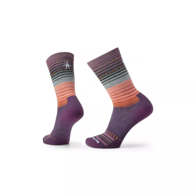 SMARTWOOL Everyday Stitch Stripe Zero Cushion Crew Socks - purple iris - M