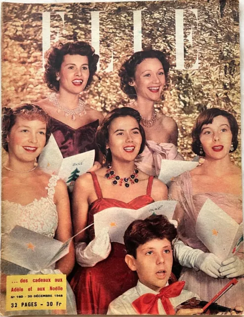 ELLE n° 160 du 20 Décembre 1948 ancienne revue Mode Couture pour femme Noël 1948