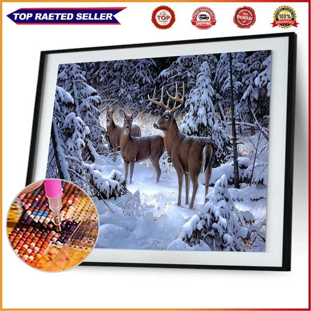 DIY-5D voll Diamanten Stickerei Schnee Hirsche Elk Runde Diamant Malerei Cross