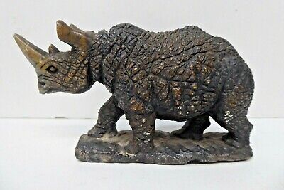 Vintage Carved Stone African Rhinoceros Statue