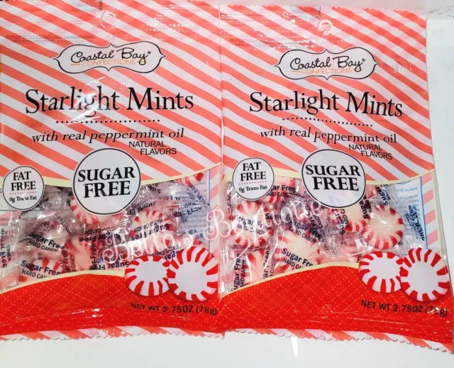 x2 COASTAL BAY SUGAR FREE MINTS w/REAL PEPPERMINT OIL FLAVORED CANDY 2.75oz e/a