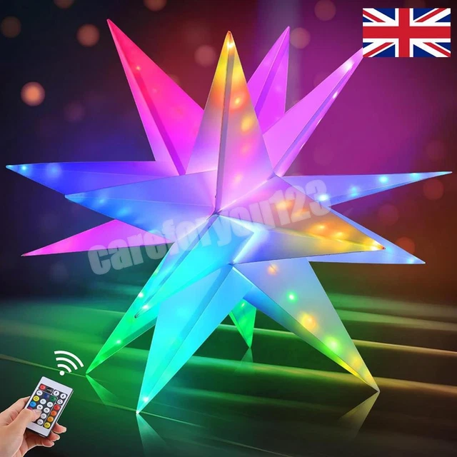 LED WEIHNACHTSSTERN BAUM Topper APP Fernbedienung 3D Stern Baumplatte