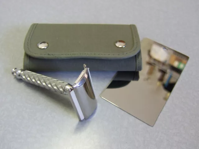 Vintage NOS British Gillette Spiral TECH DE Safety Razor w Military Soft Khaki