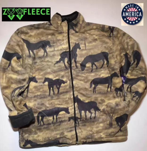 ZooFleece Gray Horses Jacket Riding Pony Coat Equine Sweater Pet Gift S-3X