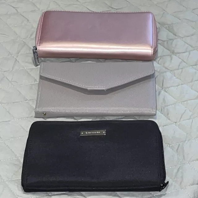 Lot Of 3 Wallet Organizers & Receipt/Coupon Holder - 1 Black, 1 Gray & 1Pink