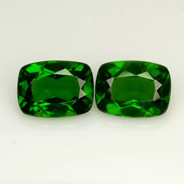 3.24ct  Natural Chrome Diopside Cushion Cut 8X6mm  Russian Top Green 2pcs pair