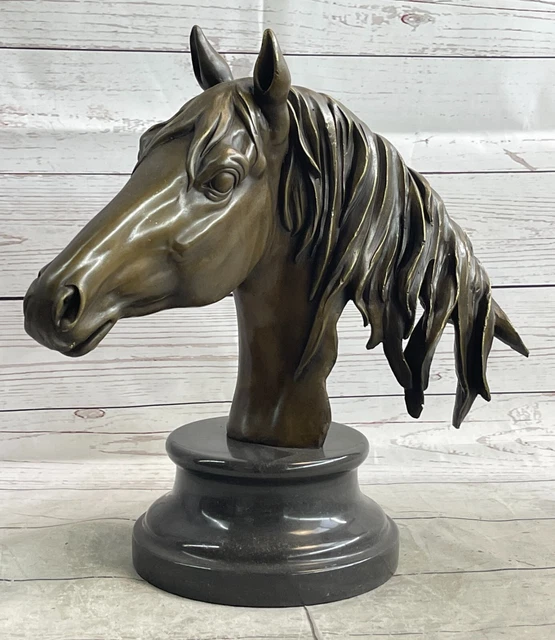 Tête De Cheval Sculptée En Résine – Marron Et Noir – Hauteur 21,3 Cm – Occasion