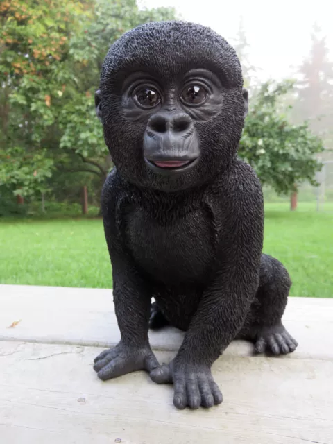 Small Gorilla Sitting Statue Figurine 9 in.X 7 in.Jungle Animal Home Decor Resin