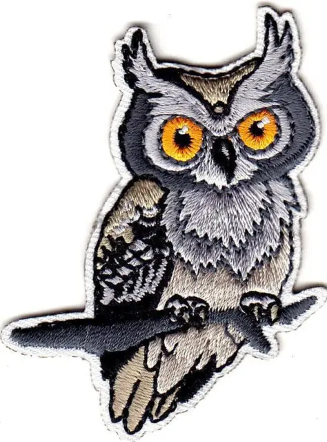 HORNED OWL- Birds - Nature - Iron on Embroidered Applique Patch