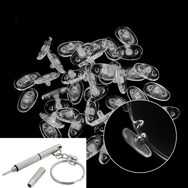 10-Pack Silicone Nose Pads For Eyeglasses With Screws (Includes 2 Pairs) – Clear, US Shipping
