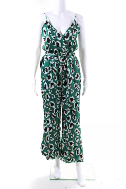House of Harlow 1960 x Revolve Womens Spotted Satin Jumpsuit Green White Small
