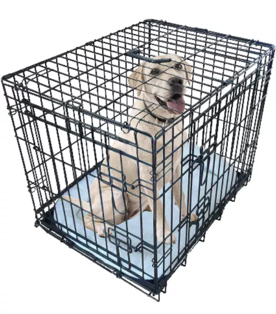 Ellie-Bo Deluxe Dog Puppy Cage 2 Door Folding Crate with  Bed Large L 36” Sze