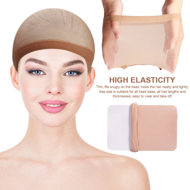24pcs Women Salon Home Stretchy Nylon Stocking Hairnet Reusable Wig Cap 3 Colors