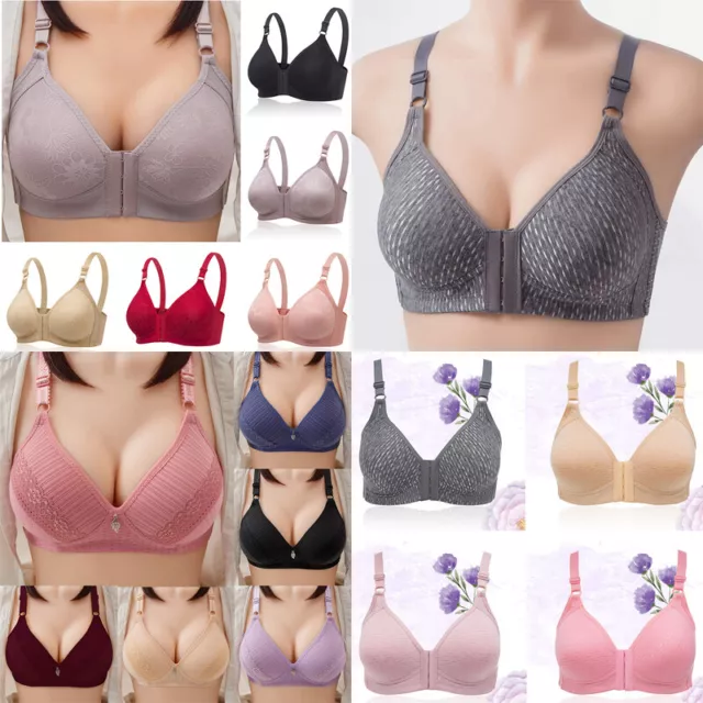 Women Lady Bra Wireless Cotton Push Up Front Closure Bras for
