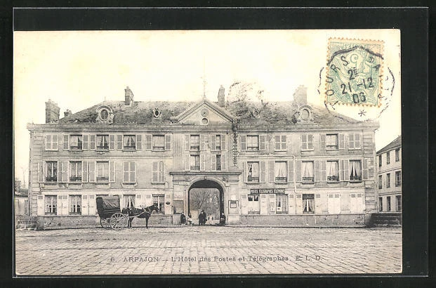 CPA Arpajon, L´Hôtel des Postes et Télégraphes 1906