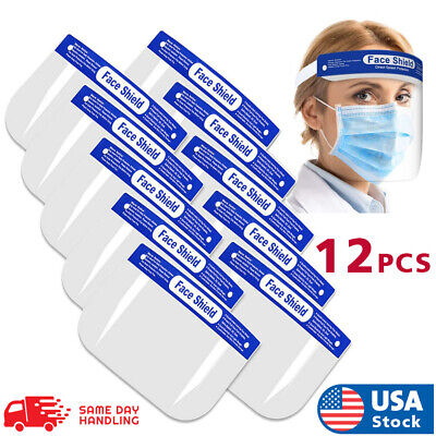 12Pack Safety Full Face Shield Reusable Protection Cover Face Eye Cashier Helmet