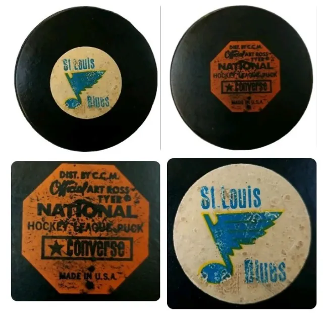 St. Louis Blues Vintage Art Ross Converse Ccm Tyer  Official Game Puck Mfg. Usa