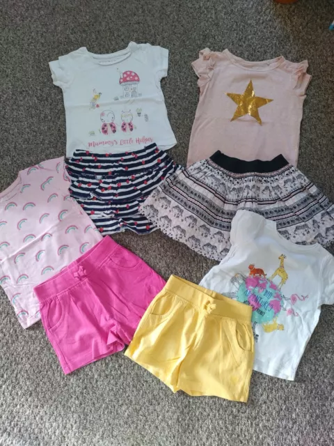 Girls Summer Outfits Bundle Tops,Shorts, Skirts Next,George,Nutmeg 2-3 years