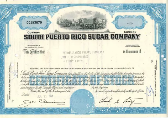 SOUTH PUERTO RICO SUGAR COMPANY -  Historisches Wertpapier