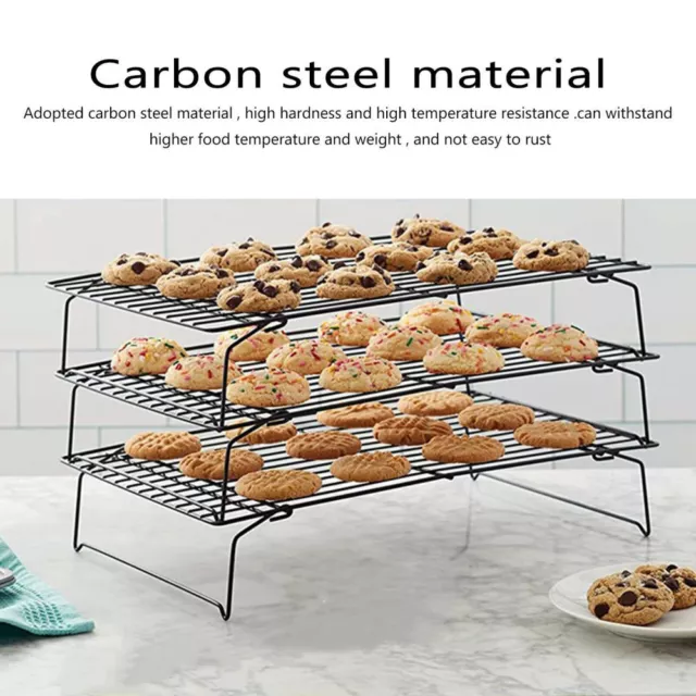 3Tier Stainless Steel Cooling Oven Baking Cake Biscuit Tray Rack Non Stick Shelf 3