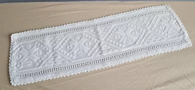 Antik - Kleine Häkeldecke - Läufer - weiß - Handarbeit - 63 x 20 cm  Baumwolle