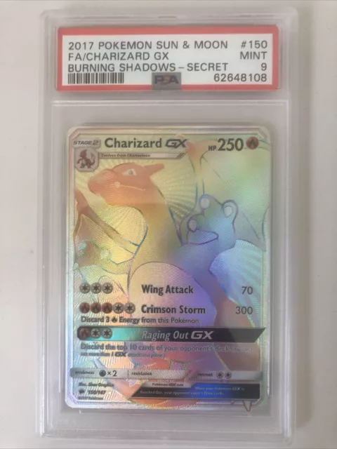 Charizard GX [150/147] Rainbow Secret Rare, Burning Shadows PSA 9 Pokemon TCG