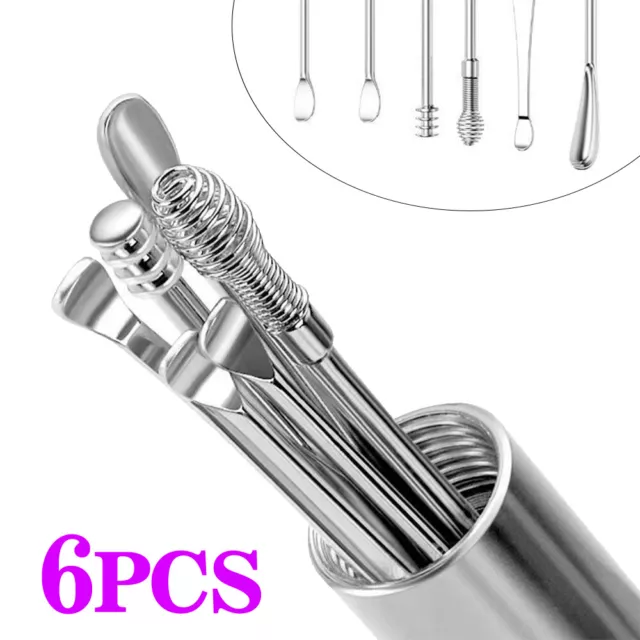 6X Stainless Steel Ear Wax Remover Ear Cleaner Set Ear Pick Ear Wax Removal Tool