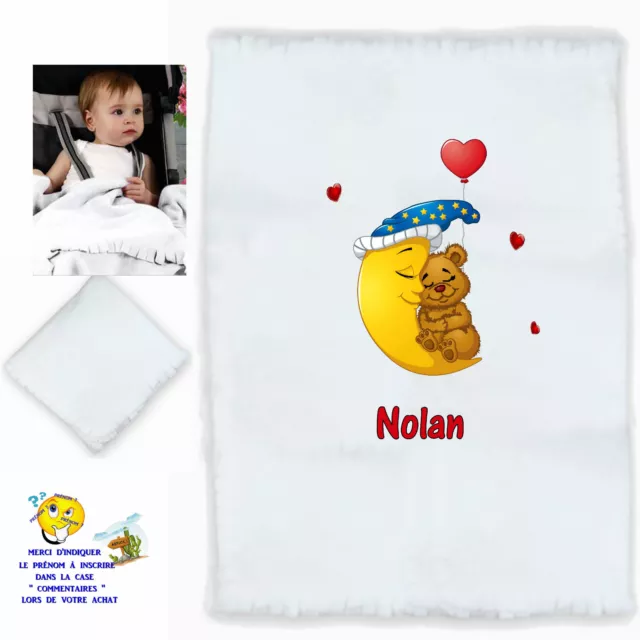 plaid couverture bébé personnalisé naissance baptème prenom texte choix réf 01