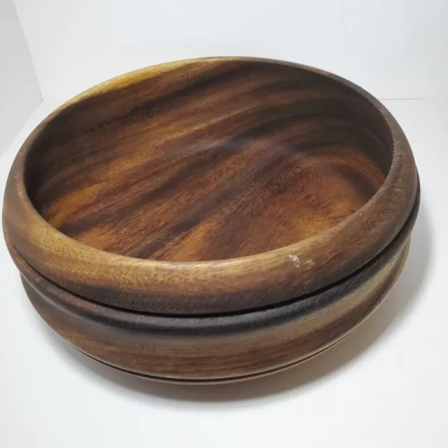 Wood Bowl Hand Turned Tooled Salad Consol Fruit Rustic Farmhouse Decor 7.5"D