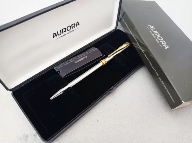 Aurora Magellano Chrome Gold Trim Ballpoint Pen Rare Vintage Genuine Unused