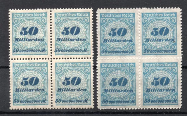 Deutsches Reich 1923 - Mi.-Nr: 330 a + b    2x 4erBlocks  ** POSTFRISCH   D1-2