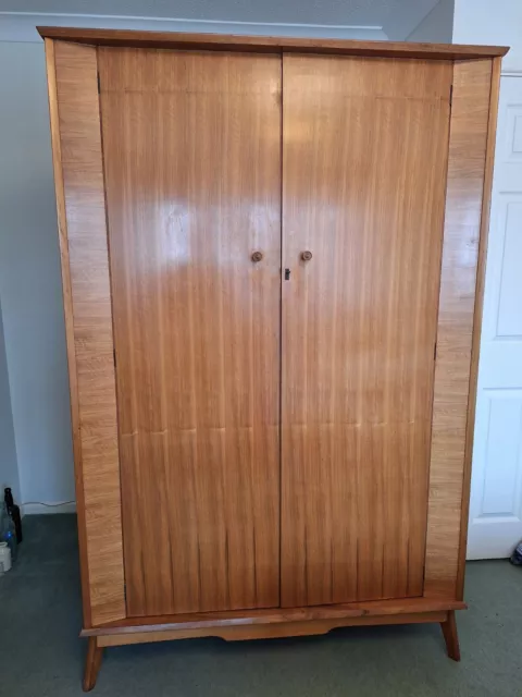 Vintage 1950s- 1960s Alfred Cox Large Walnut Double Wardrobe - Good Condition