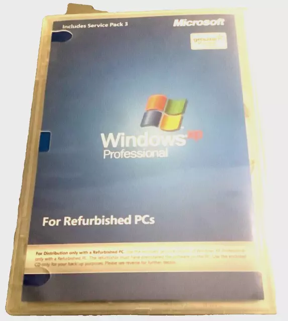Windows XP Professional SP3 Full Version For Refurbished PC (No Product Key)