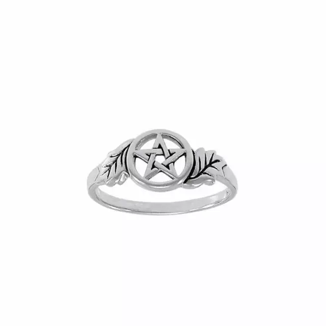Hoja de Roble Pentagrama Pentáculo .925 Anillo Plata Ley Por Peter Stone Joyería